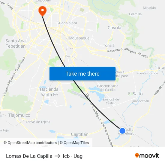Lomas De La Capilla to Icb - Uag map