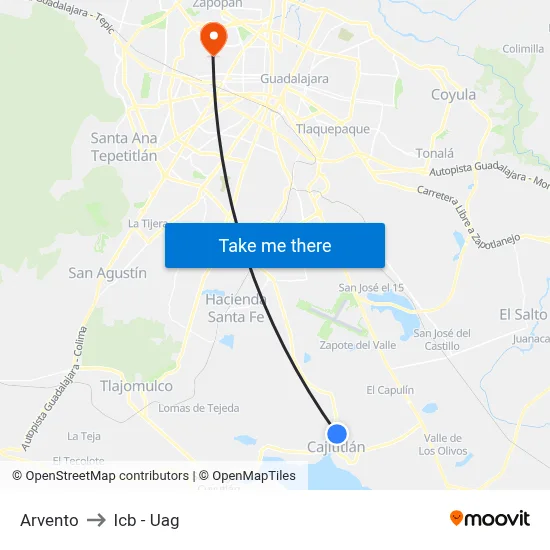 Arvento to Icb - Uag map