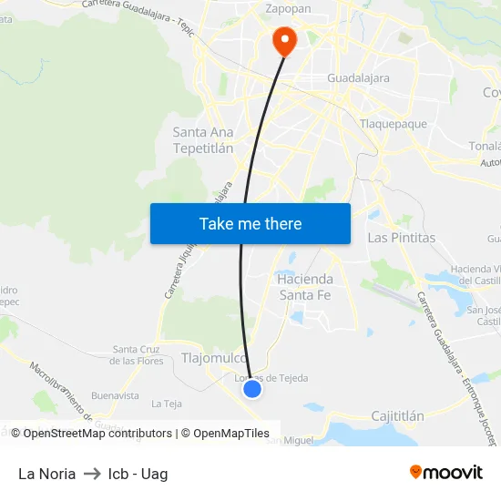La Noria to Icb - Uag map