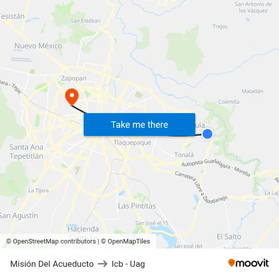 Misión Del Acueducto to Icb - Uag map