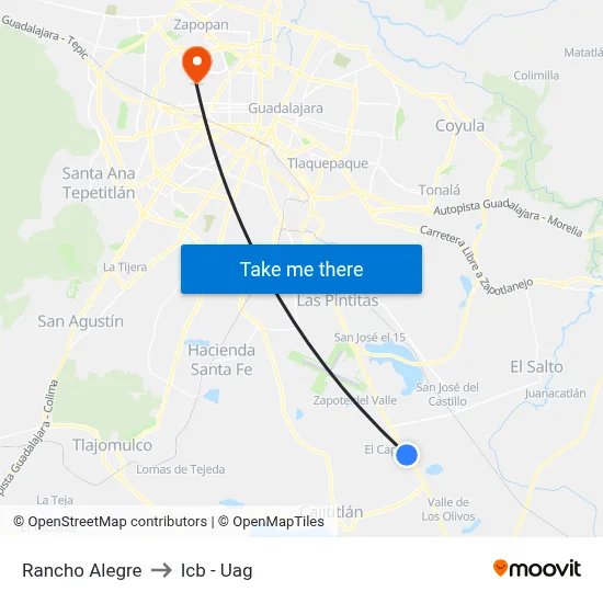 Rancho Alegre to Icb - Uag map