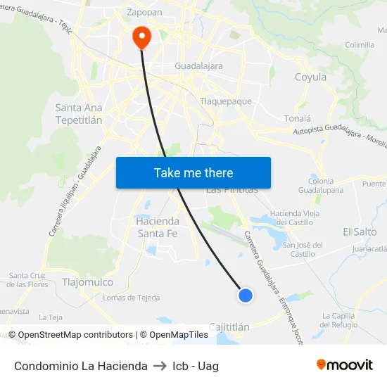 Condominio La Hacienda to Icb - Uag map