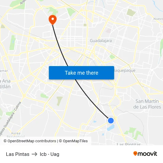 Las Pintas to Icb - Uag map