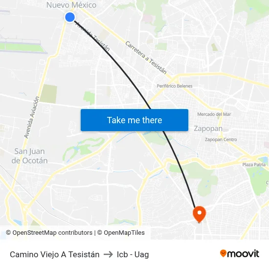 Camino Viejo A Tesistán to Icb - Uag map