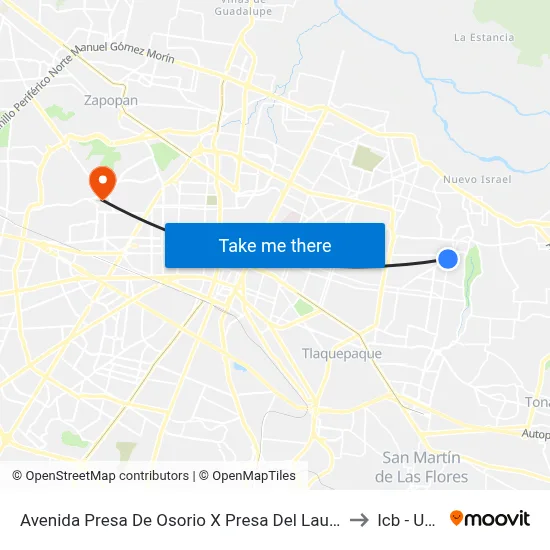 Avenida Presa De Osorio X Presa Del Laurel to Icb - Uag map