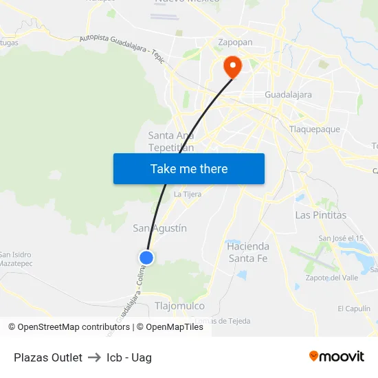 Plazas Outlet to Icb - Uag map