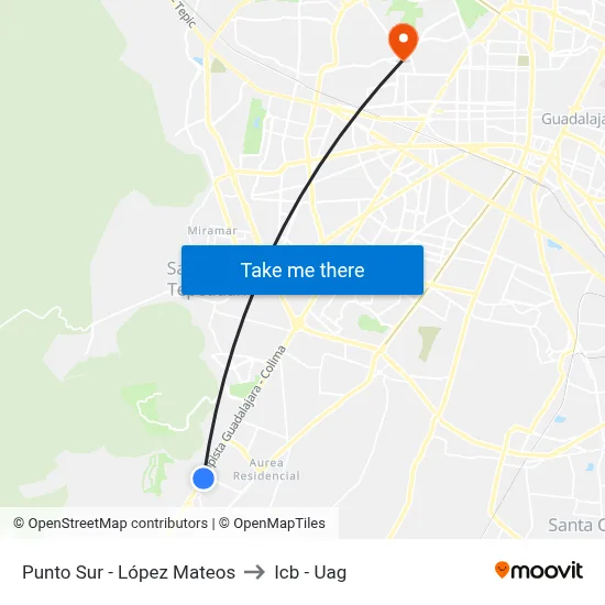 Punto Sur - López Mateos to Icb - Uag map