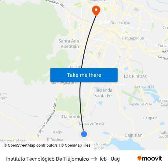 Instituto Tecnológico De Tlajomulco to Icb - Uag map