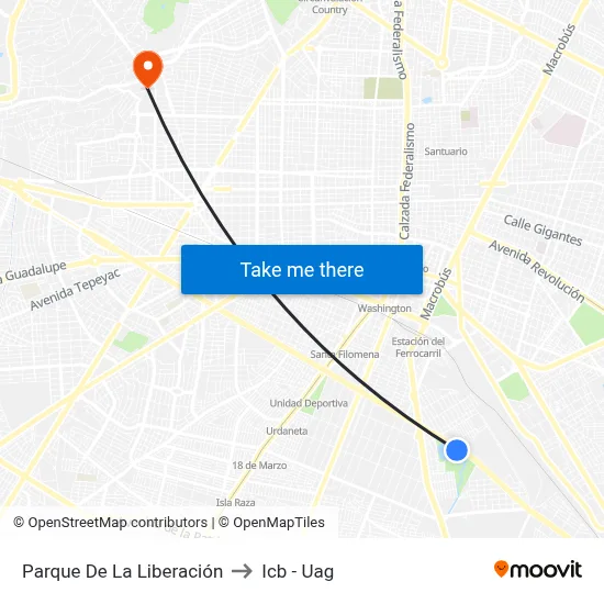 Parque De La Liberación to Icb - Uag map