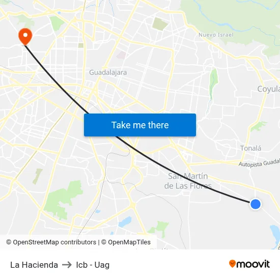 La Hacienda to Icb - Uag map