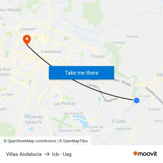 Villas Andalucía to Icb - Uag map