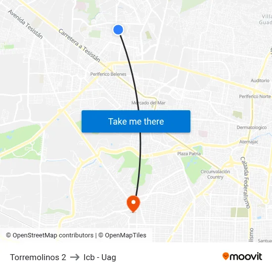 Torremolinos 2 to Icb - Uag map