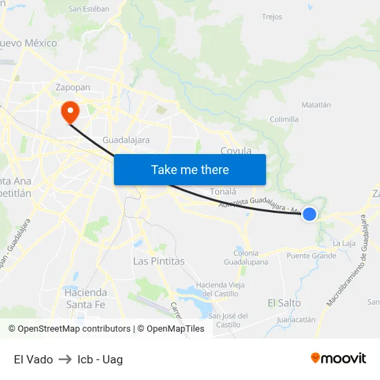 El Vado to Icb - Uag map