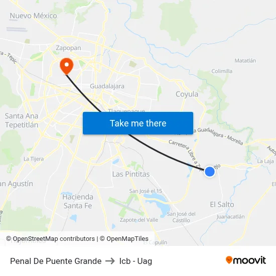 Penal De Puente Grande to Icb - Uag map