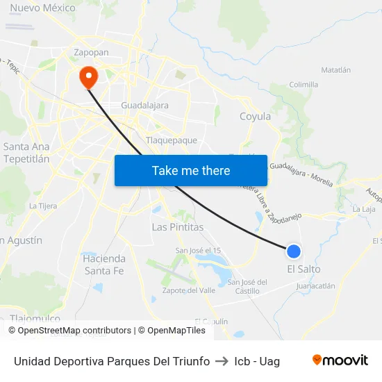 Unidad Deportiva Parques Del Triunfo to Icb - Uag map