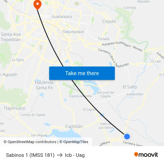 Sabinos 1 (IMSS 181) to Icb - Uag map