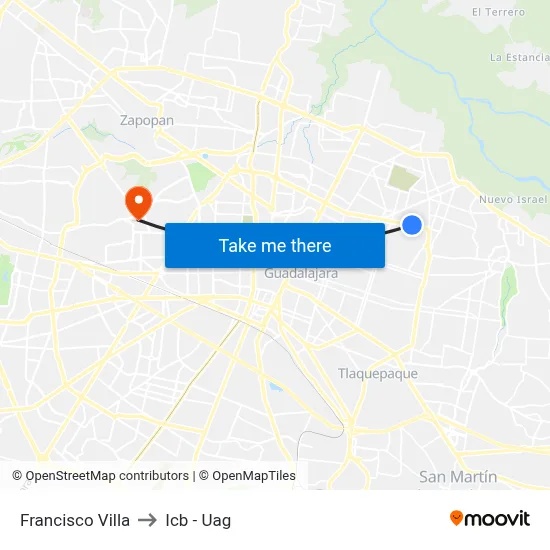 Francisco Villa to Icb - Uag map