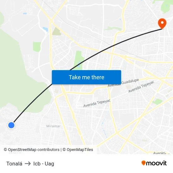 Tonalá to Icb - Uag map