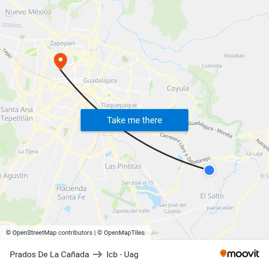 Prados De La Cañada to Icb - Uag map