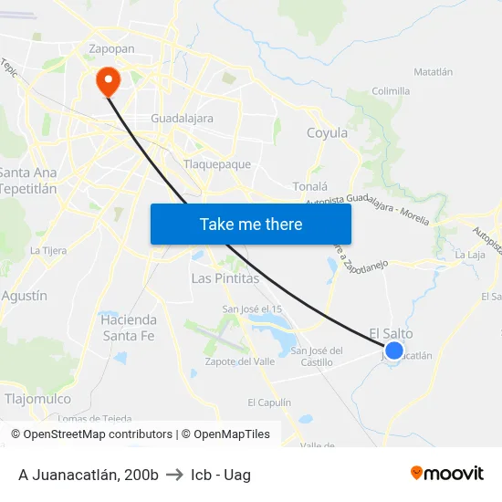 A Juanacatlán, 200b to Icb - Uag map