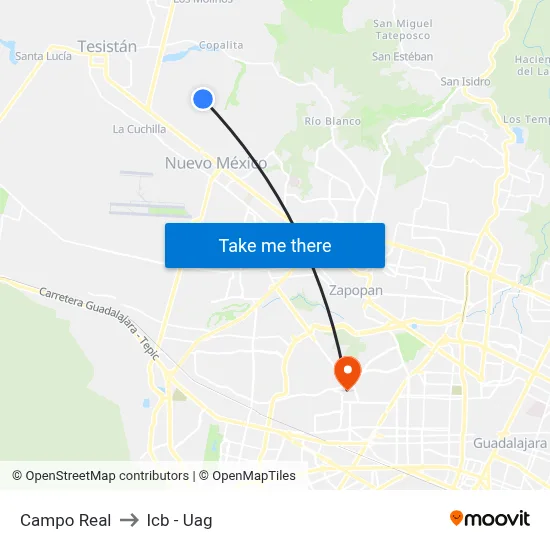 Campo Real to Icb - Uag map