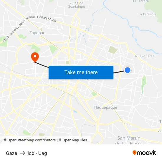 Gaza to Icb - Uag map