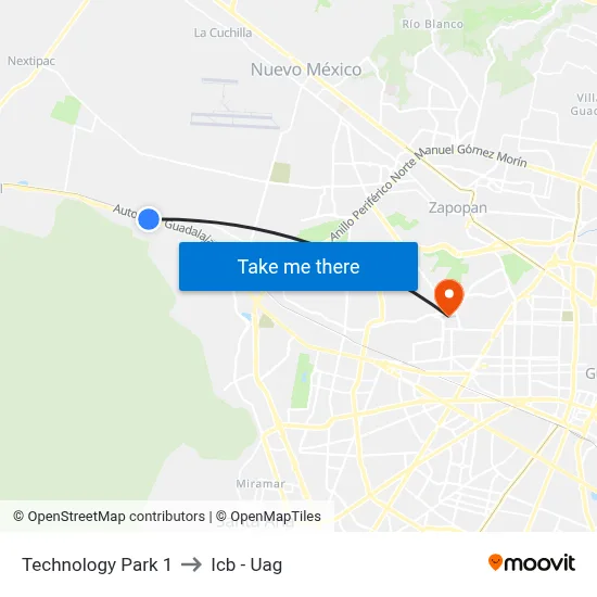 Technology Park 1 to Icb - Uag map
