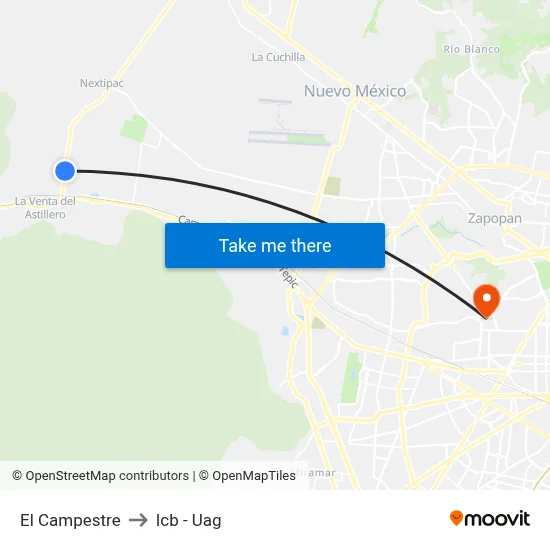 El Campestre to Icb - Uag map
