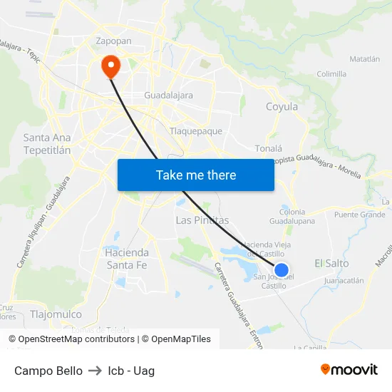 Campo Bello to Icb - Uag map
