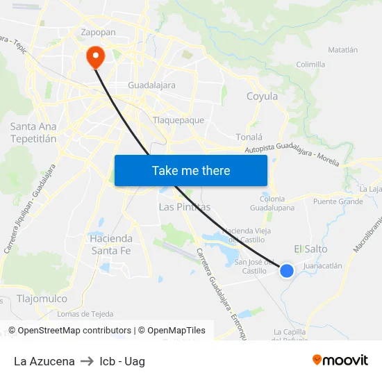 La Azucena to Icb - Uag map