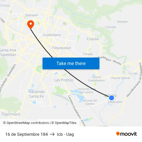 16 de Septiembre 184 to Icb - Uag map