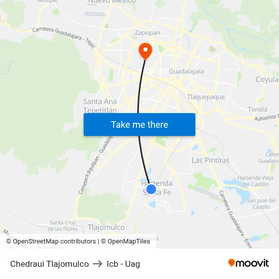 Chedraui Tlajomulco to Icb - Uag map