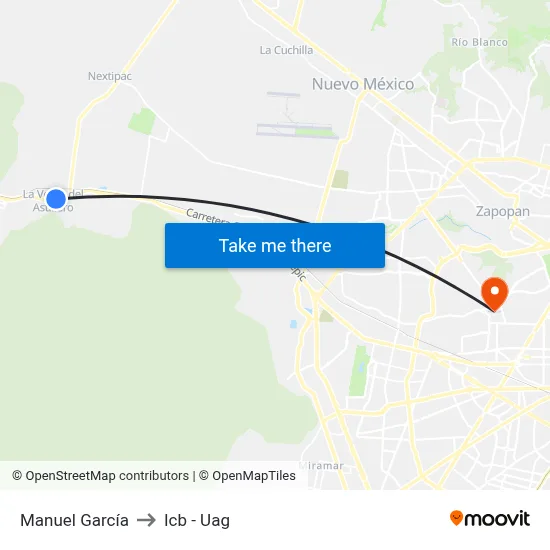 Manuel García to Icb - Uag map