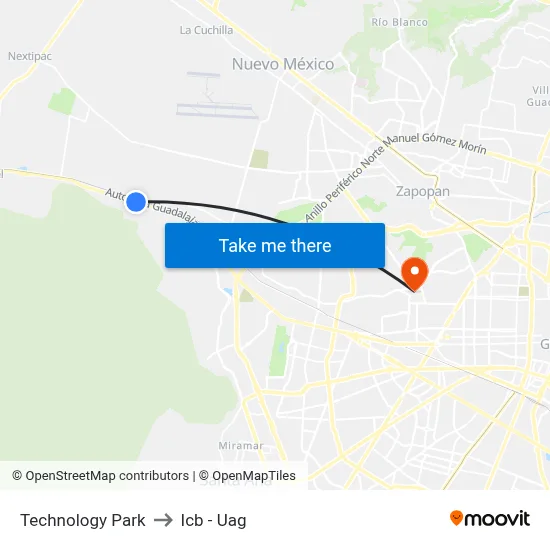 Technology Park to Icb - Uag map