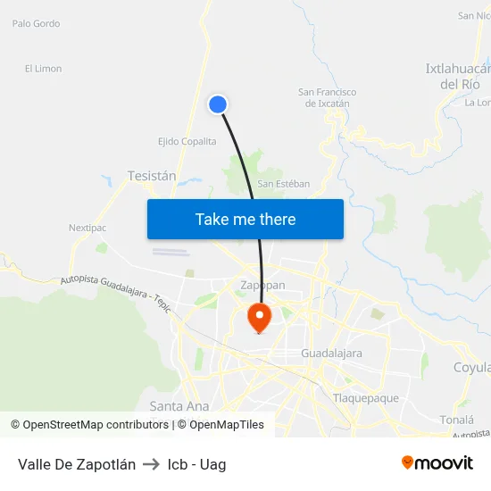 Valle De Zapotlán to Icb - Uag map