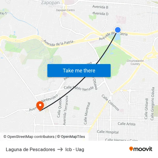 Laguna de Pescadores to Icb - Uag map