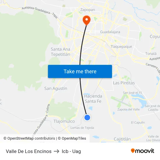 Valle De Los Encinos to Icb - Uag map