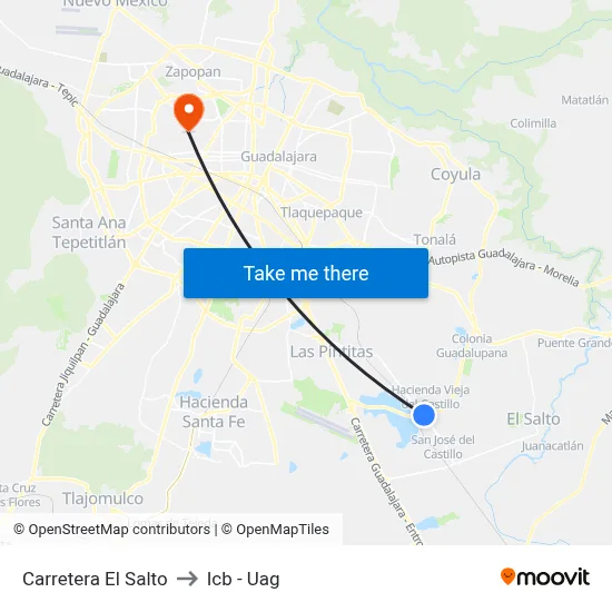 Carretera El Salto to Icb - Uag map