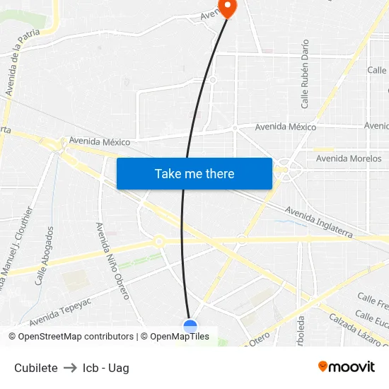Cubilete to Icb - Uag map