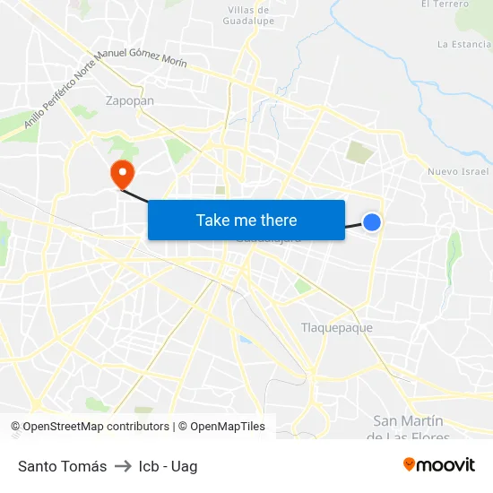 Santo Tomás to Icb - Uag map