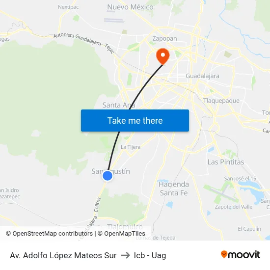 Av. Adolfo López Mateos Sur to Icb - Uag map