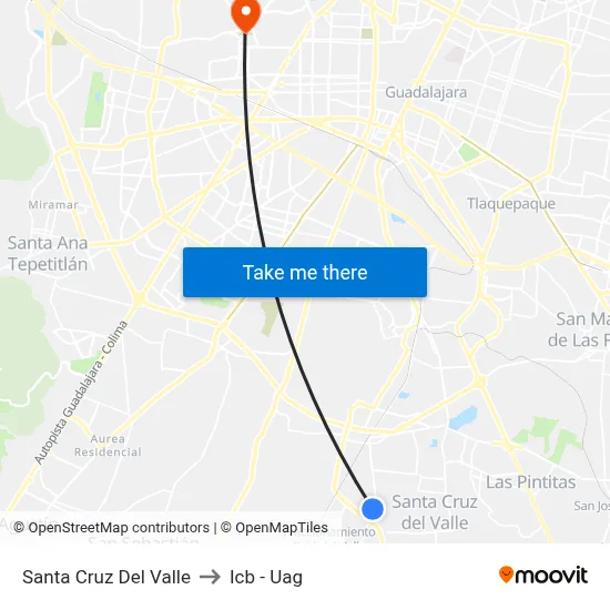 Santa Cruz Del Valle to Icb - Uag map