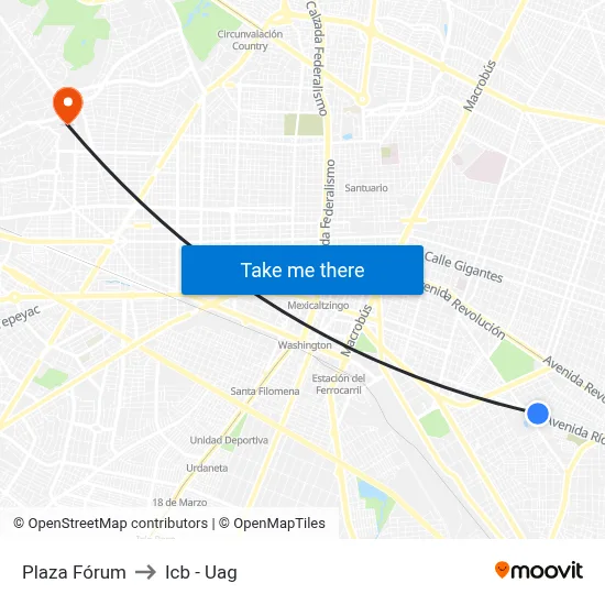 Plaza Fórum to Icb - Uag map