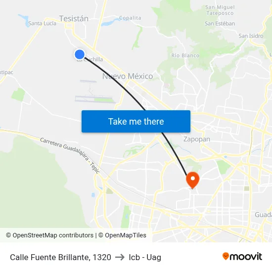 Calle Fuente Brillante, 1320 to Icb - Uag map