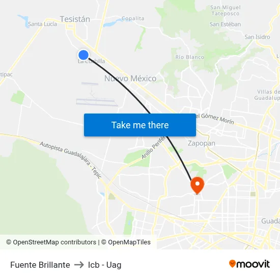 Fuente Brillante to Icb - Uag map