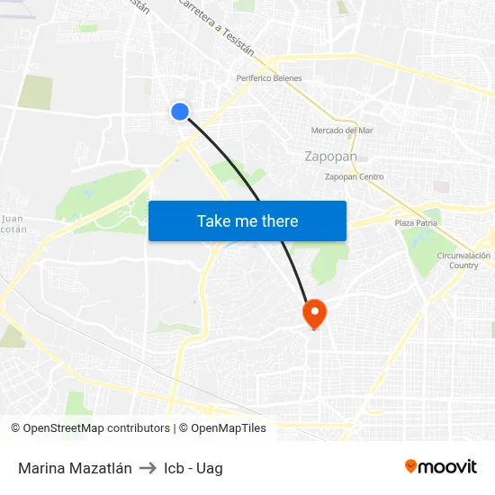 Marina Mazatlán to Icb - Uag map