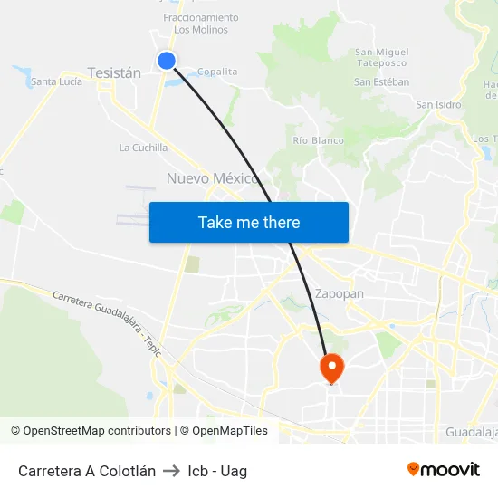 Carretera A Colotlán to Icb - Uag map