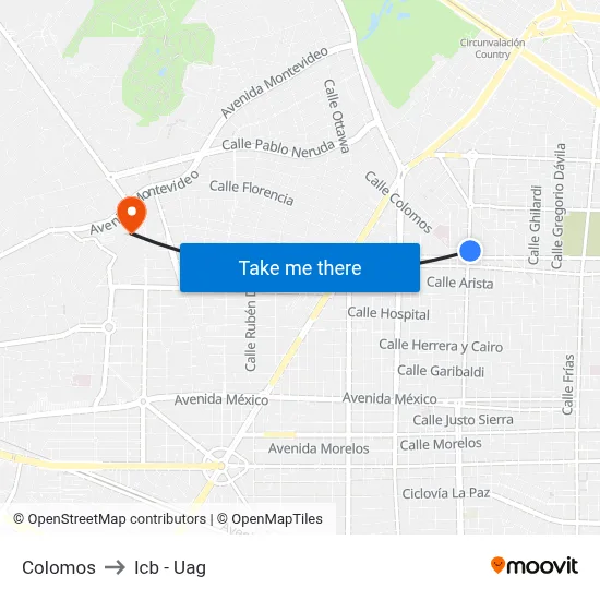 Colomos to Icb - Uag map