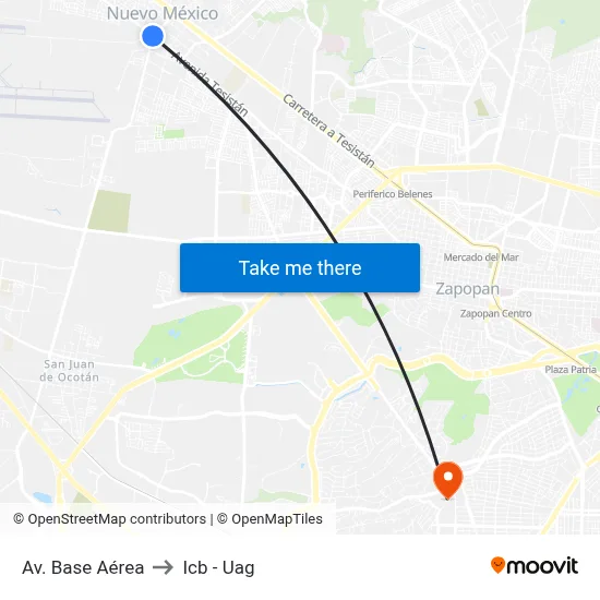 Av. Base Aérea to Icb - Uag map