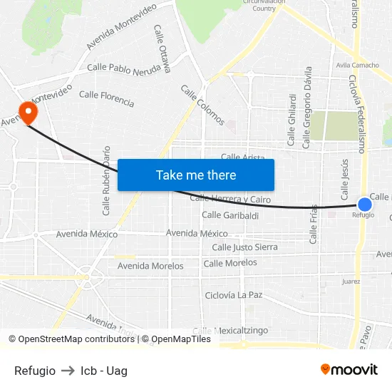 Refugio to Icb - Uag map